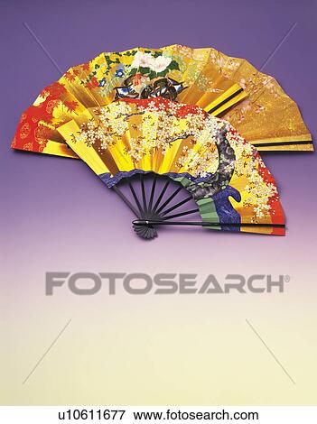 Stock Photo - Two decorated fans. Fotosearch