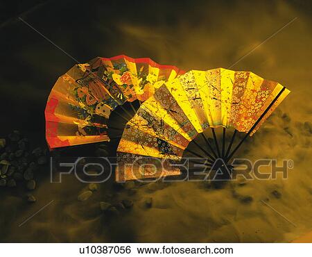 Two decorated fans View Large Photo Image Stock Photograph - Two decorated fans. Fotosearch
