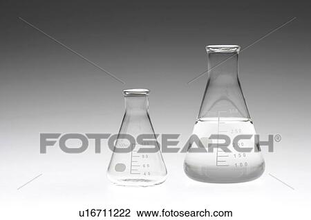 Stock Image - Two flasks, colored background. Fotosearch