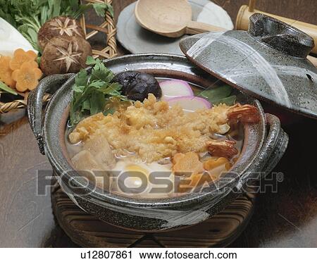 Udon noodles and deep fried shrimp cooked in crock pot View Large Photo Image Stock Image - Udon noodles and deep fried shrimp cooked in crock pot. Fotosearch
