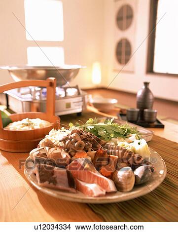 Picture - Uncooked plate of seafood. Fotosearch