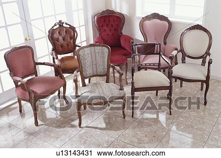 Variety of antique chairs View Large Photo Image Stock Image - Variety of antique chairs. Fotosearch