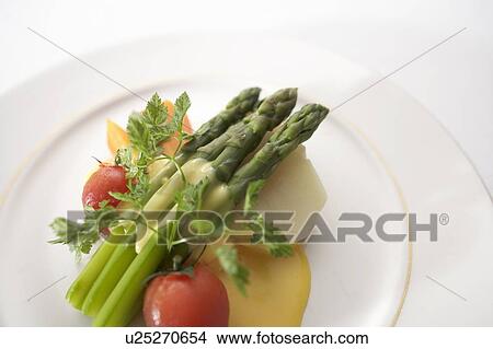 Picture - Variety of vegetables with hollandaise sauce. Fotosearch