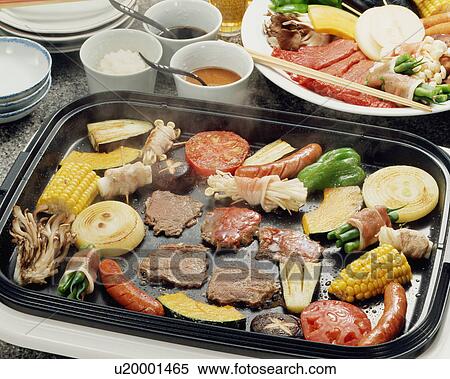 Vegetables and meat grilled on hot plate View Large Photo Image Stock Photography - Vegetables and meat grilled on hot plate. Fotosearch