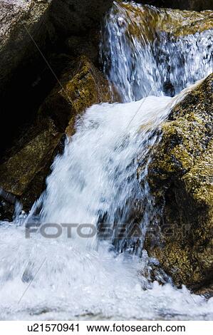 Stock Image - Water cascading down Yobai Waterfall, Otsu, Shiga Prefecture, Japan. Fotosearch