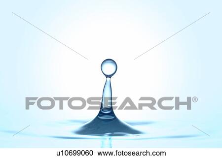 Stock Image - Water drop, close up, white background. Fotosearch