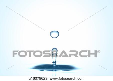 Stock Image - Water drop, close up, white background. Fotosearch