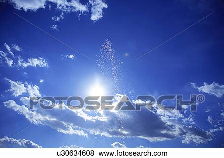 Water drops against blue sky View Large Photo Image Stock Photo - Water drops against blue sky. Fotosearch