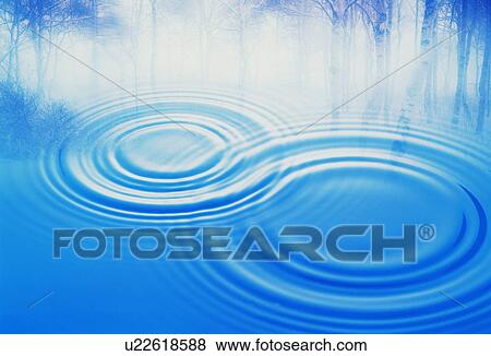 Stock Photo - Water ripples with reflected trees. Fotosearch