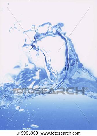 Stock Image - Water splashing, close up, white background. Fotosearch