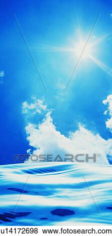 Stock Photo - Water underneath a blue sky. Fotosearch