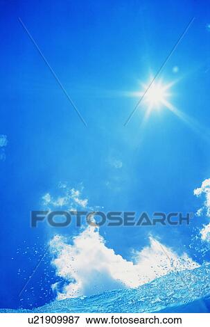 Stock Photo - Water underneath a blue sky. Fotosearch
