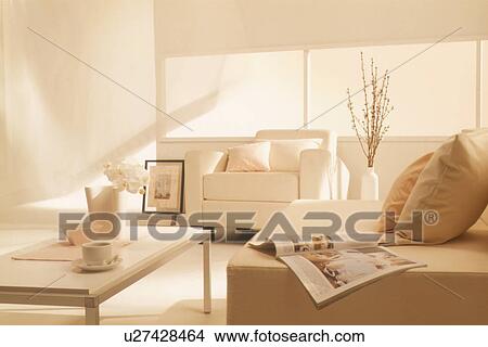 White furnished living room View Large Photo Image Picture - White furnished living room. Fotosearch