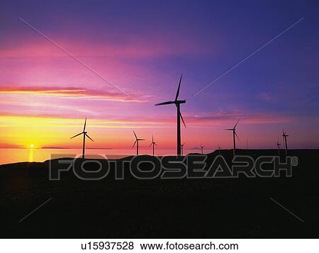Wind farm at sunset. Tomamae-machi, Hokkaido, Japan View Large Photo Image Stock Photo - Wind farm at sunset. Tomamae-machi, Hokkaido, Japan. Fotosearch
