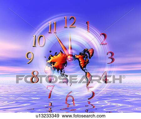 World map and clock over water View Large Photo Image Stock Photo - World map and clock over water. Fotosearch