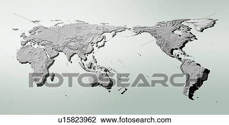 Stock Image - World map, green background. Fotosearch