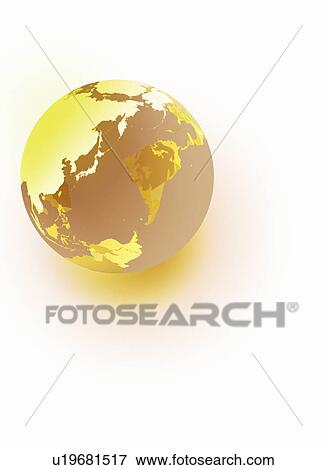 Stock Photo - Yellow and brown planet earth. Fotosearch