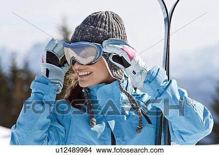 Young woman with ski shades View Large Photo Image Picture - Young woman with ski shades. Fotosearch