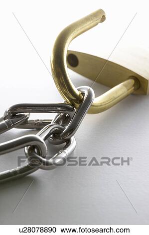 Stock Image - A padlock and a chain. Fotosearch