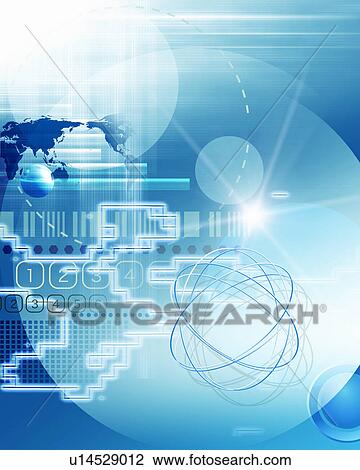 Stock Image - Abstract illustration depicting global business technology. Fotosearch