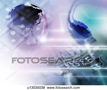 Stock Photo - Abstract illustration depicting global business technology. Fotosearch