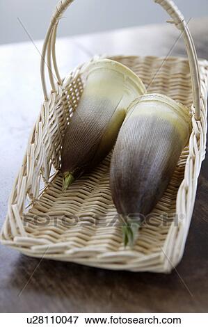 Stock Photo - Bamboo shoots in a basket. Fotosearch