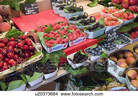 Picture - Berries for sale in a fruit shop. Fotosearch