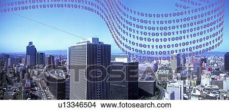 Binary code floating over Umeda, Osaka, Japan View Large Photo Image Picture - Binary code floating over Umeda, Osaka, Japan. Fotosearch