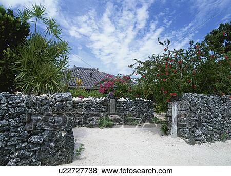 Stock Photo - Birthplace of Kuyama Asadoya, Taketomijima, Okinawa Prefecture, Japan. Fotosearch