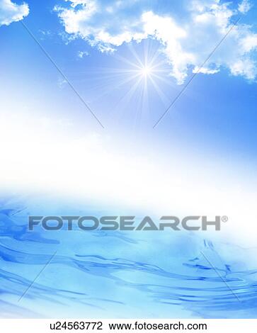 Stock Image - Blue sky and rippling water. Fotosearch