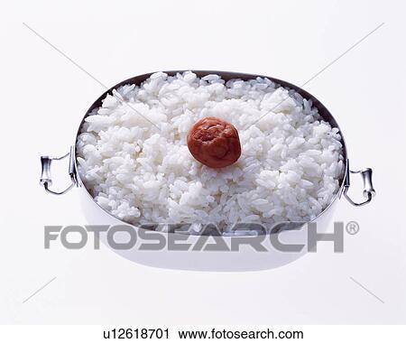 Boiled rice and a pickled plum View Large Photo Image Stock Image - Boiled rice and a pickled plum. Fotosearch