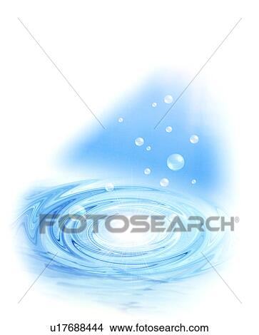 Picture - Bubbles floating above rippling water. Fotosearch