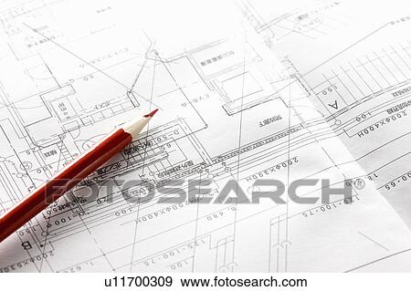 Building plan and a pencil View Large Photo Image Stock Photo - Building plan and a pencil. Fotosearch