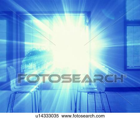 Stock Photography - Burst of light in a dining room. Fotosearch