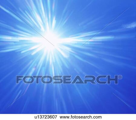 Stock Photo - Burst of light on blue background. Fotosearch