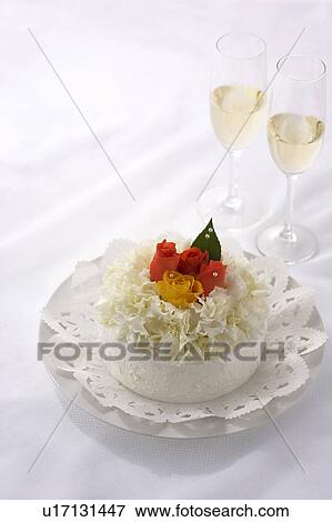 Cake with flowers on top View Large Photo Image Stock Photo - Cake with flowers on top. Fotosearch