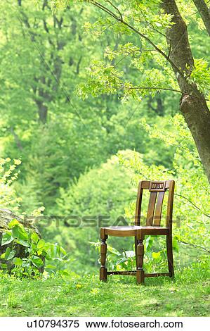 Stock Photography - Chair in a garden, Towada, Aomori Prefecture, Japan. Fotosearch