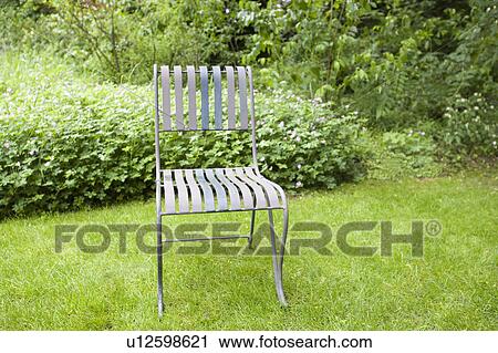 Stock Image - Chair in a park, Nancy, France. Fotosearch