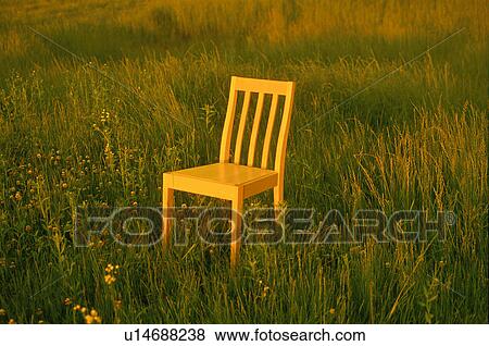 Stock Photo - Chair in meadow with long grass. Fotosearch