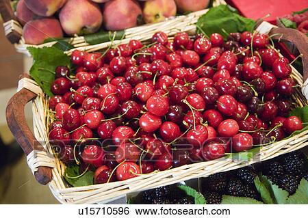 Cherries in a basket View Large Photo Image Stock Photograph - Cherries in a basket. Fotosearch