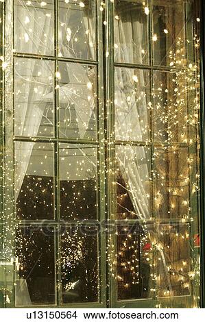 Christmas lights in window View Large Photo Image Picture - Christmas lights in window. Fotosearch