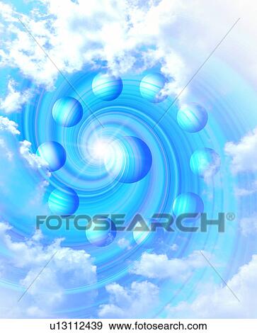 Circle of blue circles in a cloud-filled sky View Large Photo Image Stock Photo - Circle of blue circles in a cloud-filled sky. Fotosearch