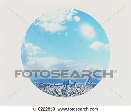 Stock Photo - Cityscape in sphere. Fotosearch
