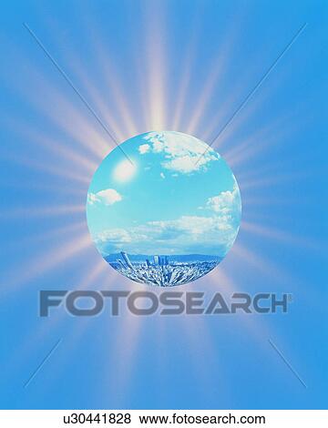 Stock Photo - Cityscape in sphere. Fotosearch