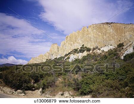 Stock Photo - Clay Cliffs. Omarama, South Island, New Zealand. Fotosearch
