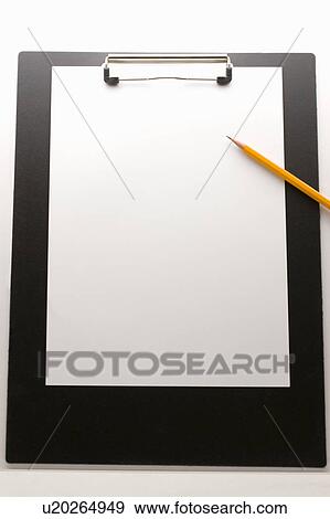 Stock Photo - Clipboard with blank paper and a pencil. Fotosearch