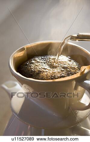 Coffee being poured into a cup View Large Photo Image Stock Photo - Coffee being poured into a cup. Fotosearch
