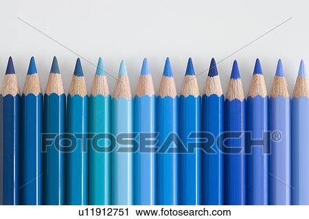 Colored pencils in shades of blue View Large Photo Image Stock Image - Colored pencils in shades of blue. Fotosearch
