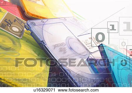 Stock Image - Computer storage devices and numbers. Fotosearch