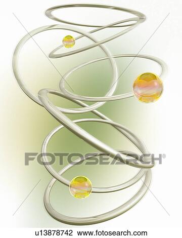 Stock Image - Connected rings and spheres. Fotosearch